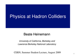 Physics at the Tevatron: Lecture I