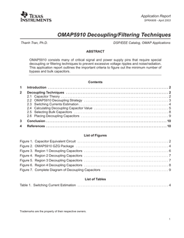 OMAP5910 Decoupling/Filtering Techniques