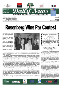 Rosenberg Wins Par Contest
