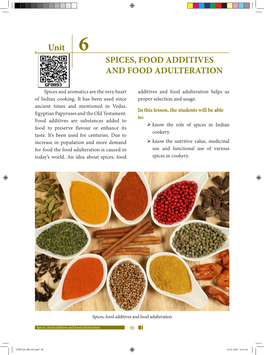 Unit SPICES, FOOD ADDITIVES and FOOD ADULTERATION