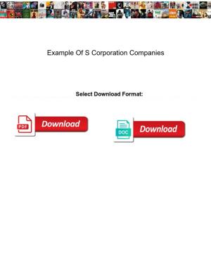 Example of S Corporation Companies