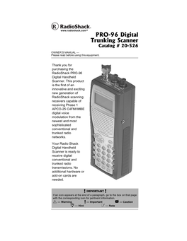 PRO-96 Digital Trunking Scanner Catalog # 20-526