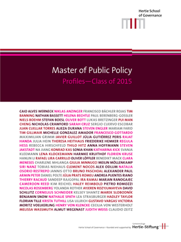Master of Public Policy Profiles—Class of 2015