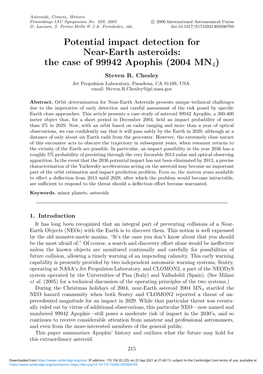 The Case of 99942 Apophis (2004 MN4) Steven R