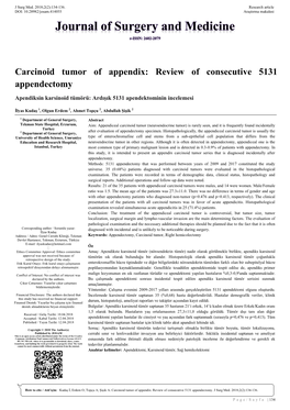Carcinoid Tumor of Appendix: Review of Consecutive 5131 Appendectomy