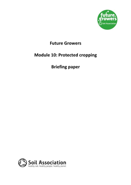 Future Growers Module 10: Protected Cropping Briefing Paper