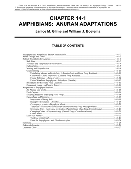 Amphibians: Anuran Adaptations