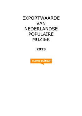 Exportwaarde Nederlandse Muziek 2013