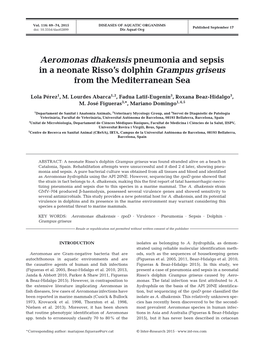 Aeromonas Dhakensis Pneumonia and Sepsis in a Neonate Risso's
