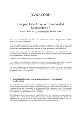Compact Line Arrays Or Horn-Loaded Loudspeakers ?