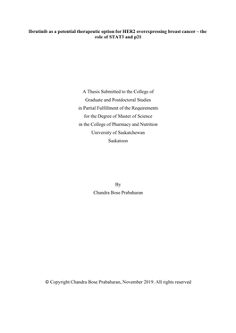 Ibrutinib As a Potential Therapeutic Option for HER2 Overexpressing Breast Cancer – the Role of STAT3 and P21