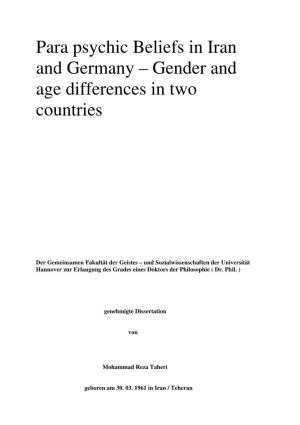 Para Psychic Beliefs in Iran and Germany – Gender and Age Differences in Two Countries
