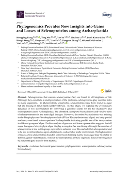 Phylogenomics Provides New Insights Into Gains and Losses of Selenoproteins Among Archaeplastida