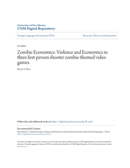 Violence and Economics in Three First-Person Shooter Zombie-Themed Video Games