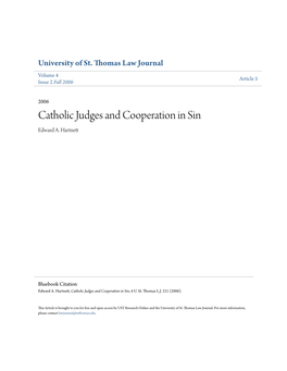 Catholic Judges and Cooperation in Sin Edward A