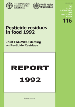 Pesticide Residues in Food 1992
