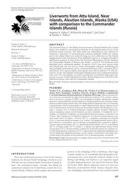 Liverworts from Attu Island, Near Islands, Aleutian Islands, Alaska (USA) with Comparison to the Commander Islands (Russia) Stephen S