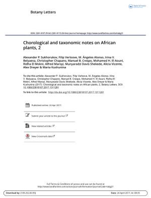 Chorological and Taxonomic Notes on African Plants, 2