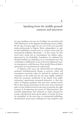 Speaking from the Middle Ground: Contexts and Intertexts