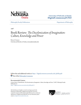 The Decolonization of Imagination: Culture, Knowledge and Power Rory J