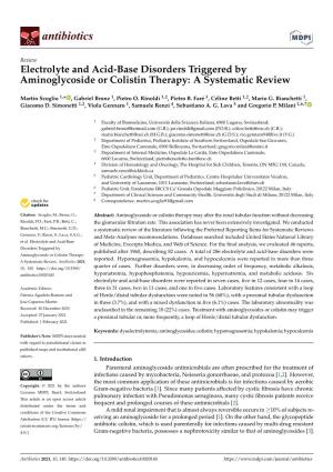 Electrolyte and Acid-Base Disorders Triggered by Aminoglycoside Or Colistin Therapy: a Systematic Review