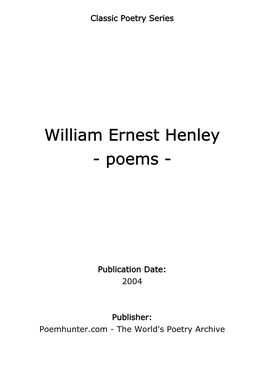 William Ernest Henley - Poems