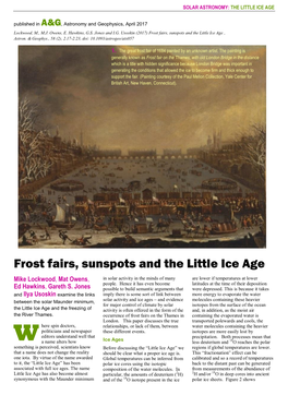 Frost Fairs, Sunspots and the Little Ice Age , Astron