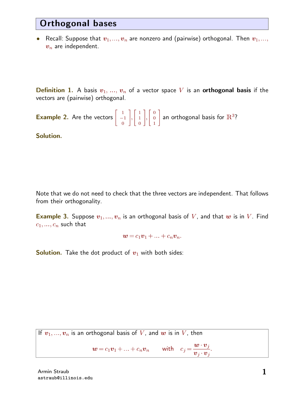 Orthogonal Bases