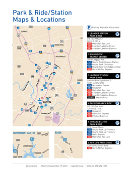 Park & Ride/Station Maps & Locations