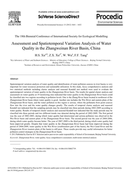 Assessment and Spatiotemporal Variation Analysis of Water Quality in the Zhangweinan River Basin, China