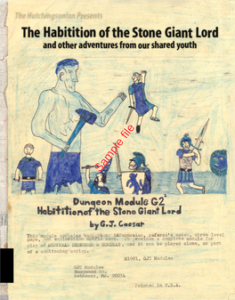 Sample File the Hutchingsonian Presents the Habitition of the Stone Giant Lord and Other Adventures from Our Shared Youth