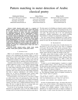 Pattern Matching in Meter Detection of Arabic Classical Poetry