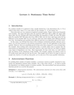 Lecture 1: Stationary Time Series∗