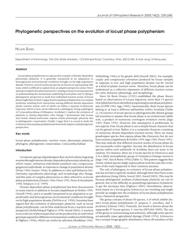 Phylogenetic Perspectives on the Evolution of Locust Phase Polyphenism