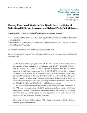 Density Functional Studies of the Dipole Polarizabilities of Substituted Stilbene, Azoarene and Related Push-Pull Molecules