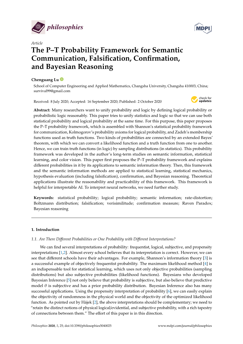 The P–T Probability Framework for Semantic Communication, Falsiﬁcation, Conﬁrmation, and Bayesian Reasoning