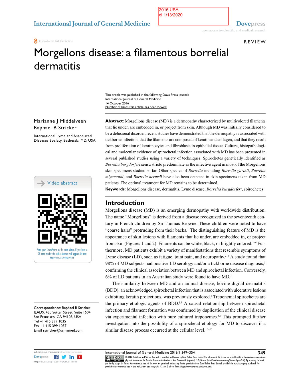 Morgellons Disease Open Access to Scientific and Medical Research DOI
