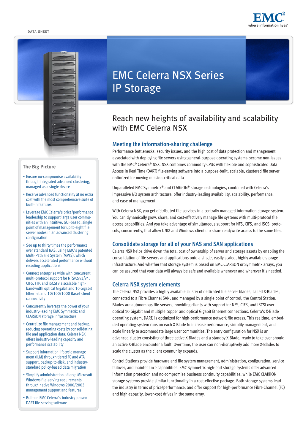 Celerra NSX Data Sheet