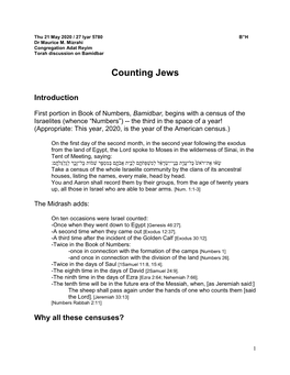 Counting Jews (Bamidbar)