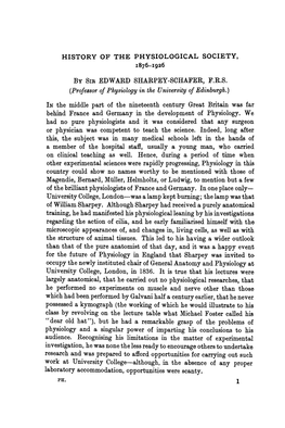 BY SIR EDWARD SHARPEY-SCHAFER, F.R.S. Other Experimental Sciences Were Rapidly Progressing, Physiology in This