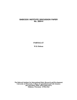 Babcock Institute Discussion Paper No. 2004-4 PARMALAT
