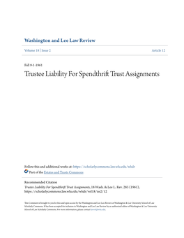 Trustee Liability for Spendthrift Trust Assignments