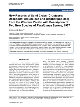 New Records of Sand Crabs (Crustacea