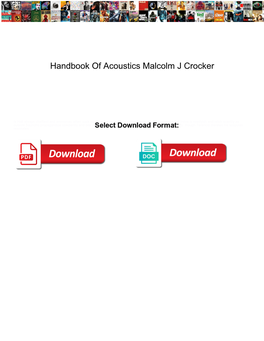 Handbook of Acoustics Malcolm J Crocker