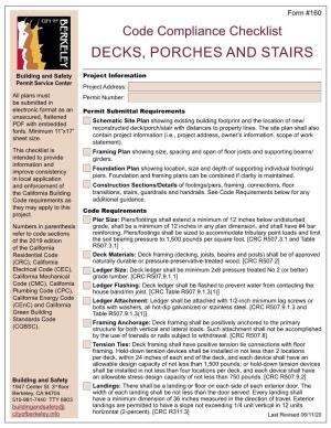Code Compliance Checklist: Deck, Porch, Stairs, Guardrails
