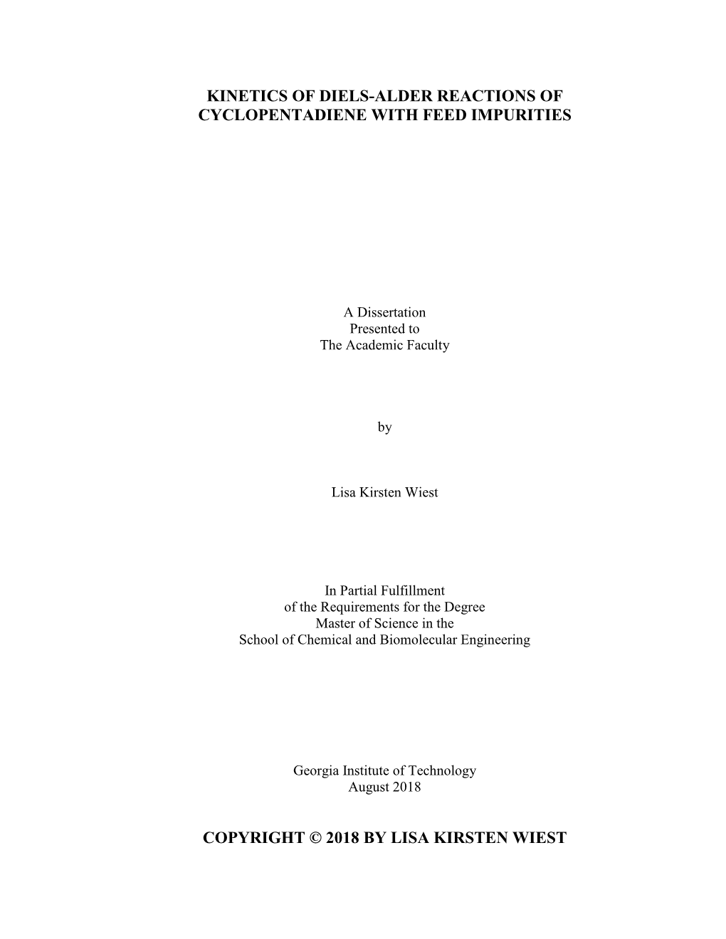 Kinetics of Diels-Alder Reactions of Cyclopentadiene with Feed Impurities