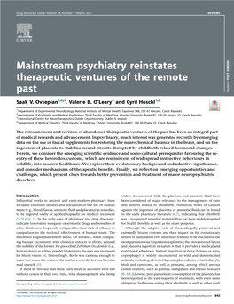 Ovsepian SV, O'leary VB, Hoschl C. Mainstream Psychiatry Reinstates