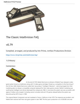 The Classic Intellivision FAQ V0.79