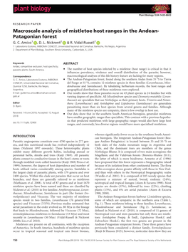 Macroscale Analysis of Mistletoe Host Ranges in the Andean- Patagonian Forest G