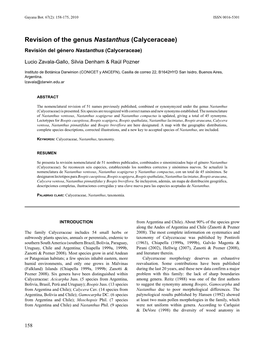 Revision of the Genus Nastanthus (Calyceraceae) Revisión Del Género Nastanthus (Calyceraceae)